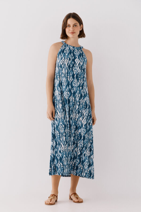 Cortefiel Vestido halter estampado Multicolor