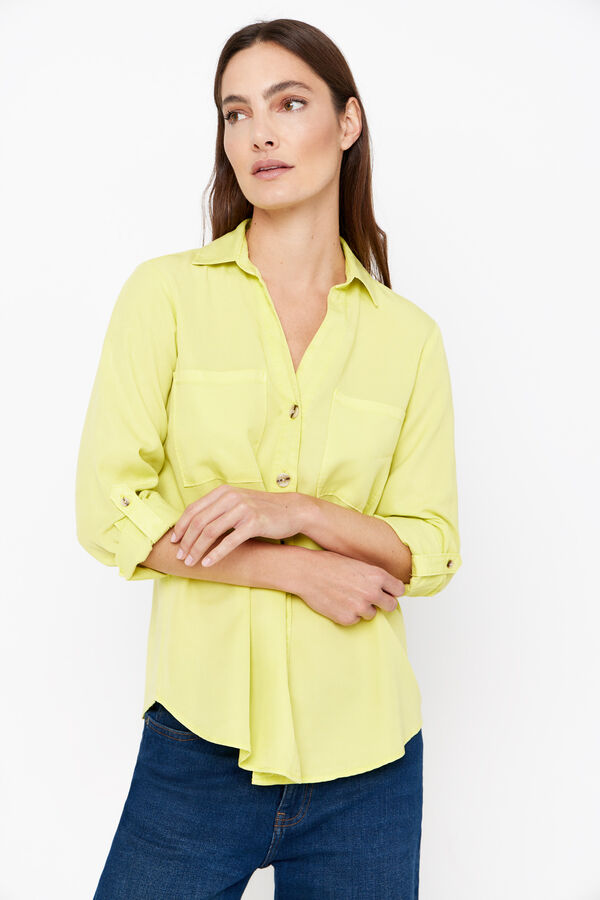 Cortefiel Camisa vaquera tencel Amarillo