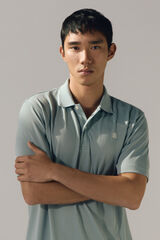 Cortefiel Camisa p&oacute;lo com gola jacquard Coolmax&reg; Azul