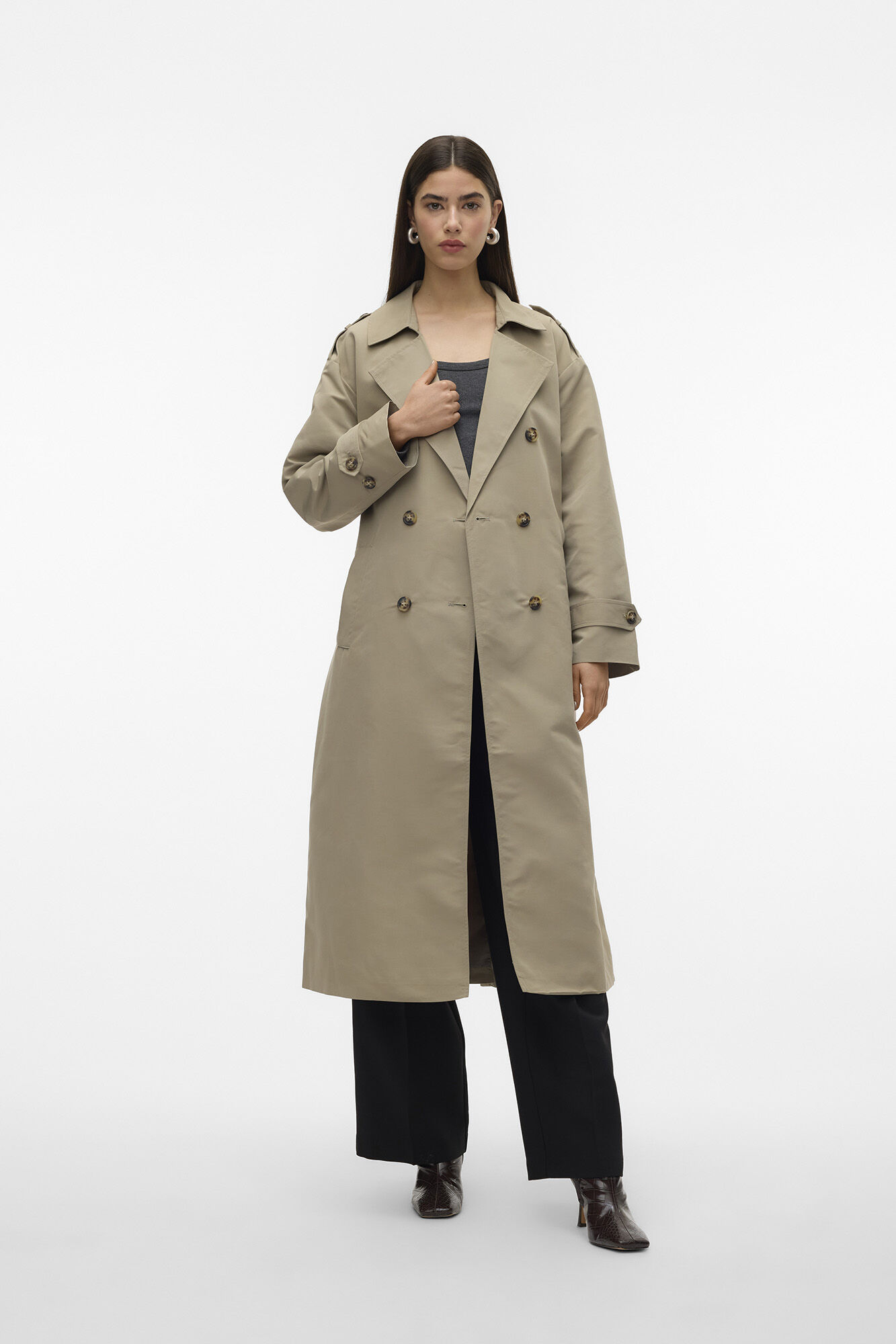 Vero Moda Gabardina longo b&aacute;sico