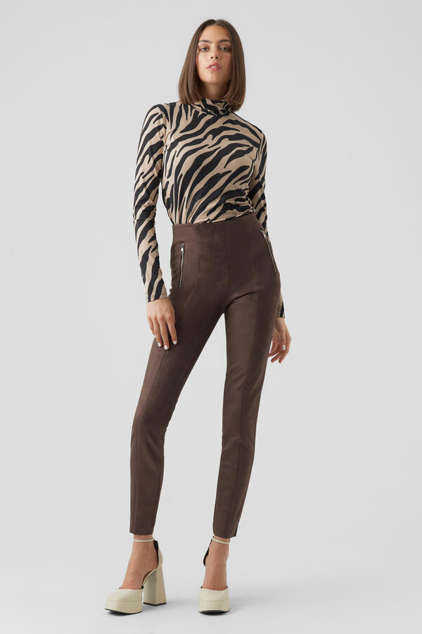 Vero Moda Pantal&oacute;n legging de ante sint&eacute;tico Marr&oacute;n oscuro