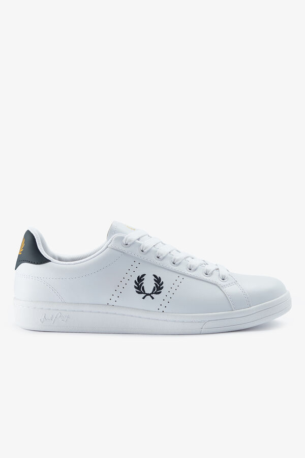 Fred Perry T&ecirc;nis de couro B721 Branco