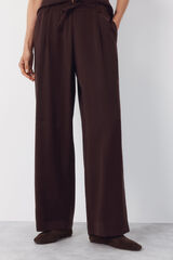 Cortefiel Pantal&oacute;n tencel cintur&oacute;n Marr&oacute;n oscuro