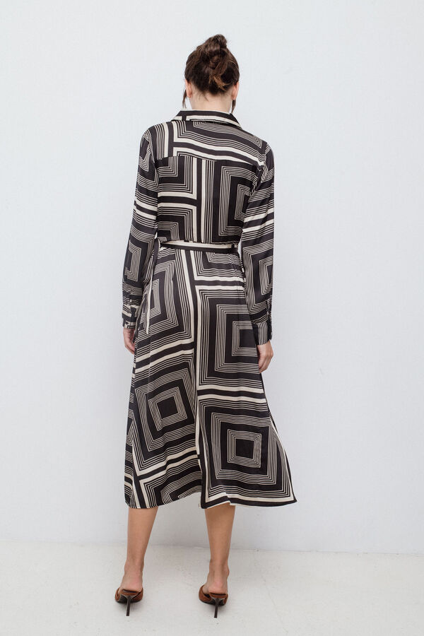 Vila Vestido midi estampado Negro