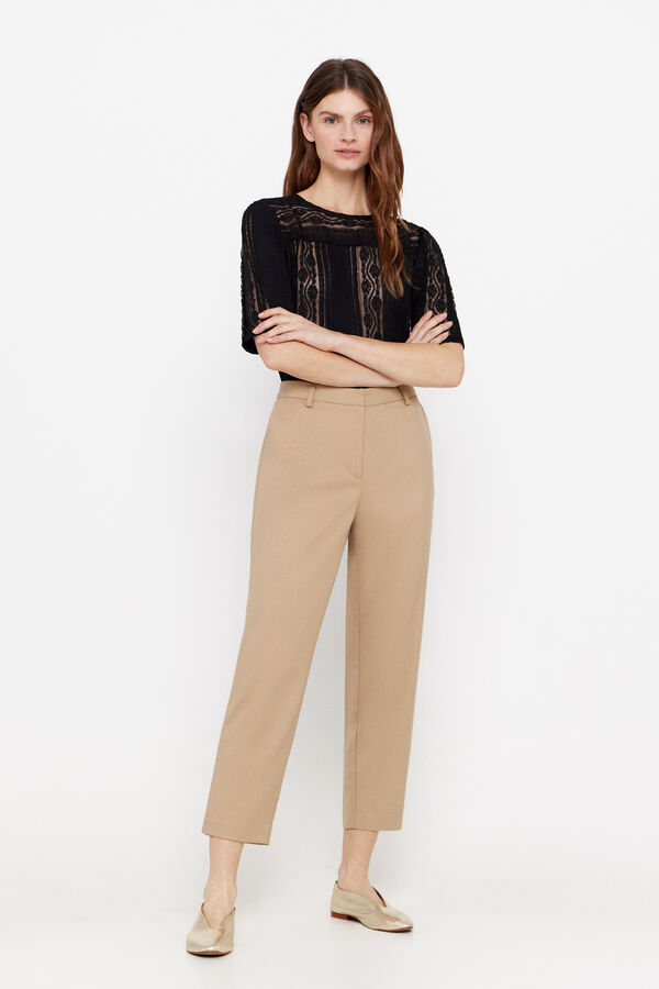 Cortefiel Top encaje Negro