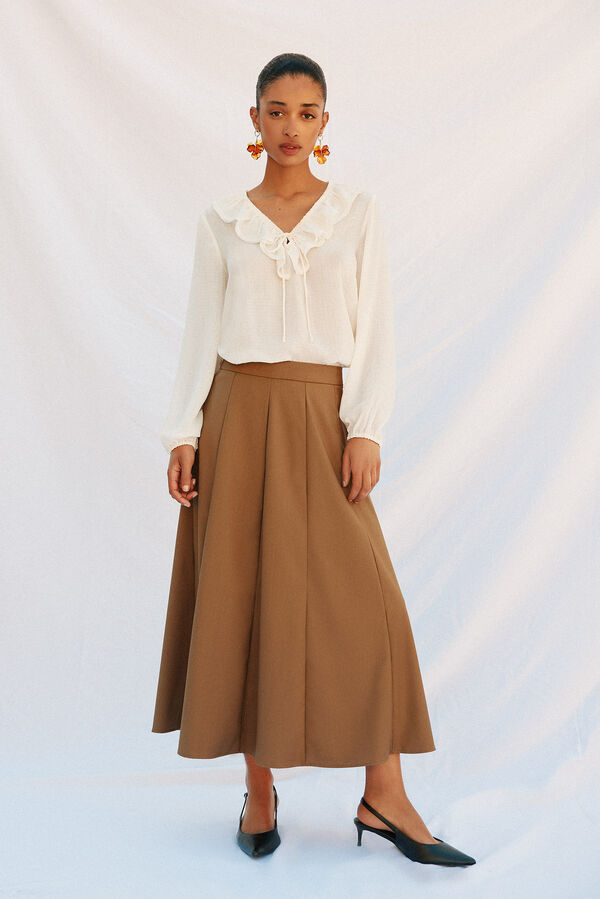 Cortefiel Blusa folhos Branco