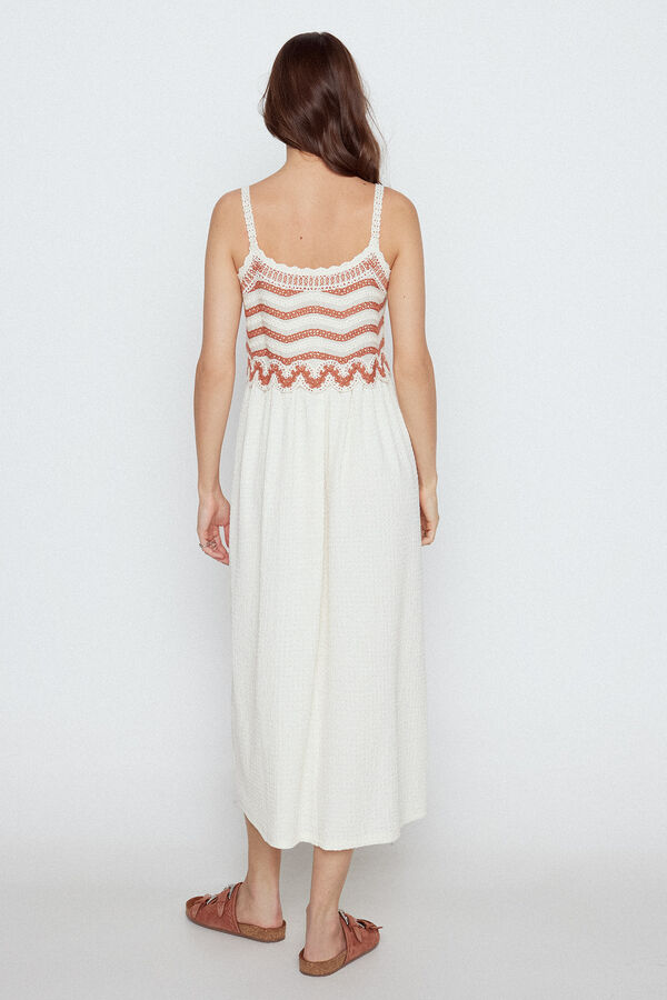 Slowlove Vestido largo bordado frontal Marfil