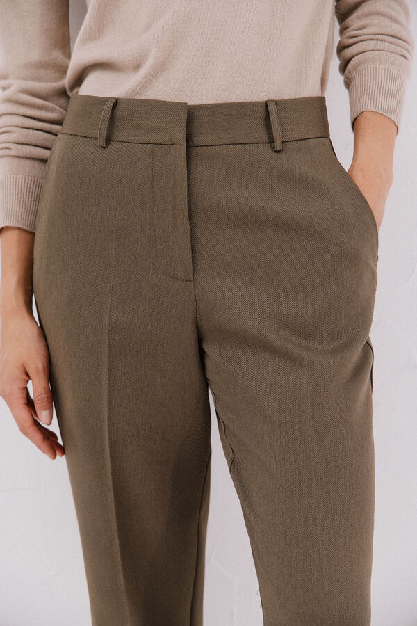 Cortefiel Pantal&oacute;n flare vestir Kaki