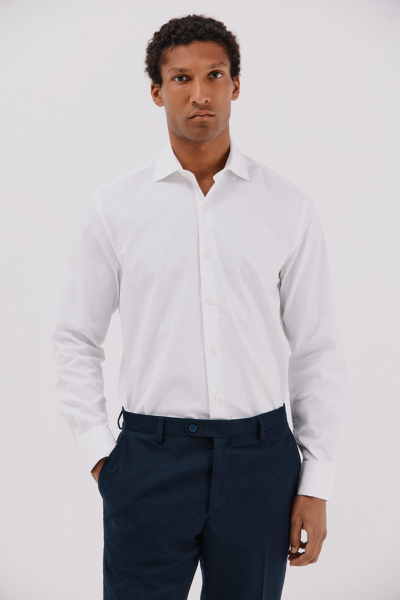 Cortefiel Camisa vestir rayas algod&oacute;n tencel