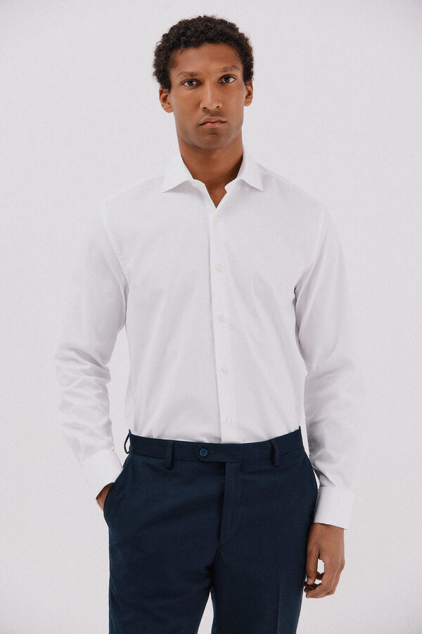 Cortefiel Camisa vestir rayas algod&oacute;n tencel Blanco