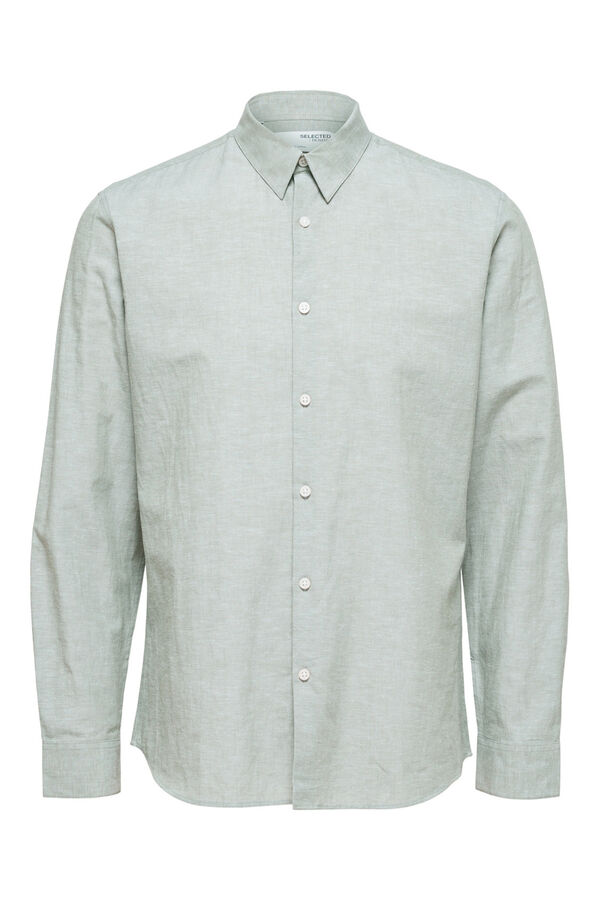 Selected Camisa slim fit de algod&atilde;o org&acirc;nico Cinzento