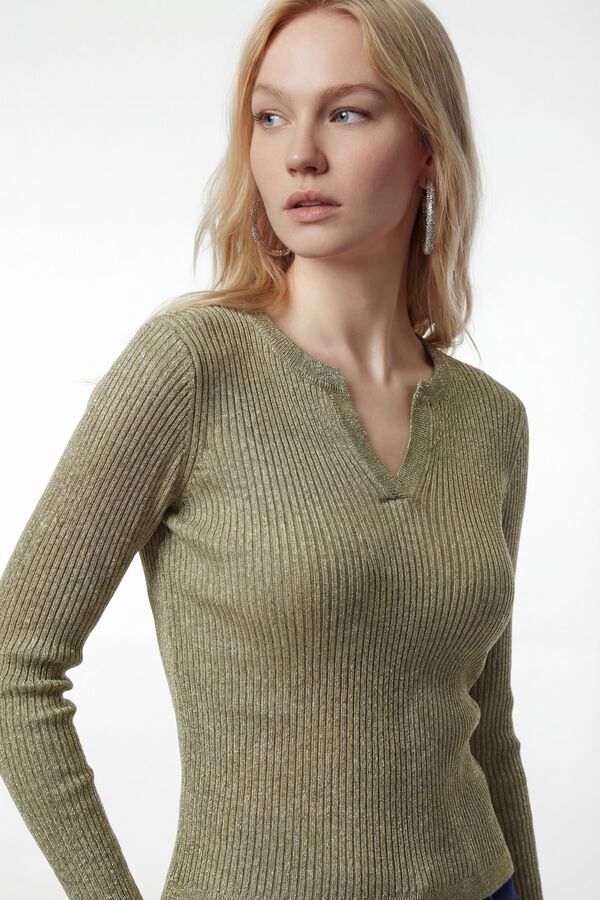 Vero Moda Top de punto detalles l&uacute;rex Verde