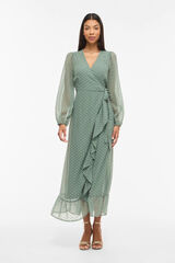 Vila Vestido comprido midi de plumeti Verde