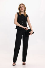 Vila Chaleco vaquero animal print Negro