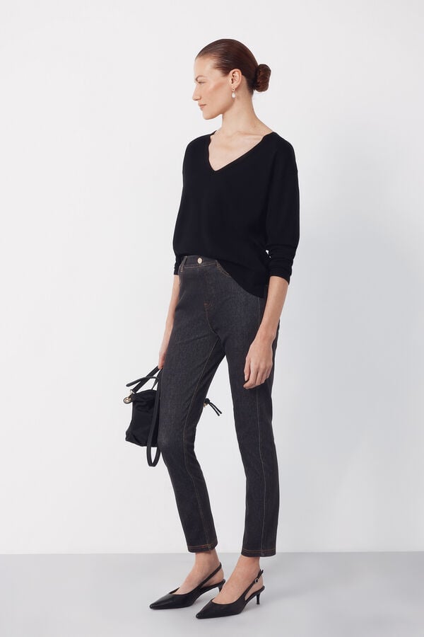 Cortefiel Legging em malha denim Cinzento