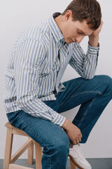 Cortefiel Camisa oxford rayas Azul marino