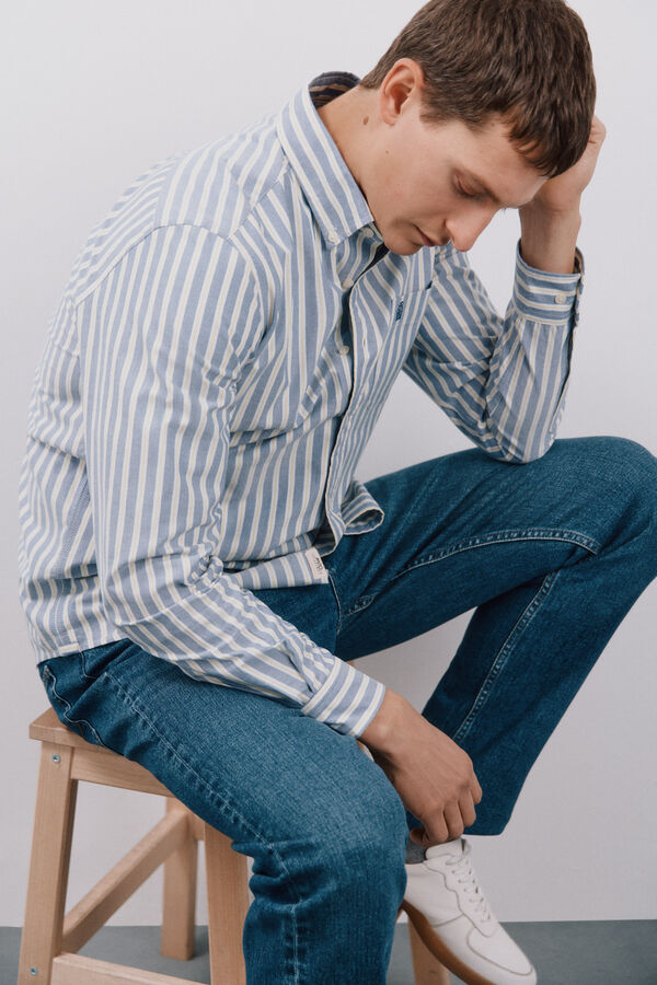 Cortefiel Camisa oxford rayas Azul marino