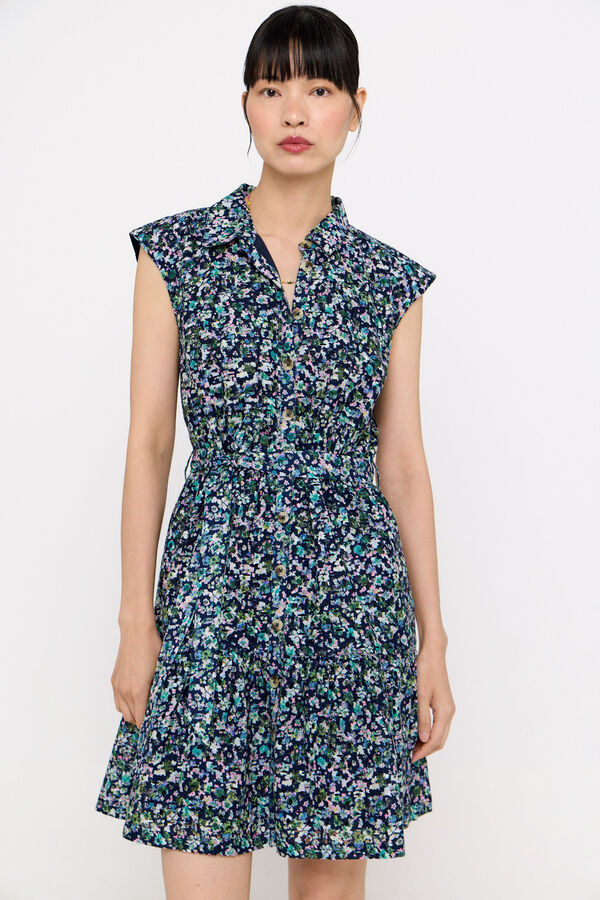 Cortefiel Vestido camisero algod&oacute;n bordado Estampado azul