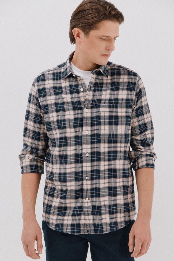 Cortefiel Camisa flanela xadrez Azul