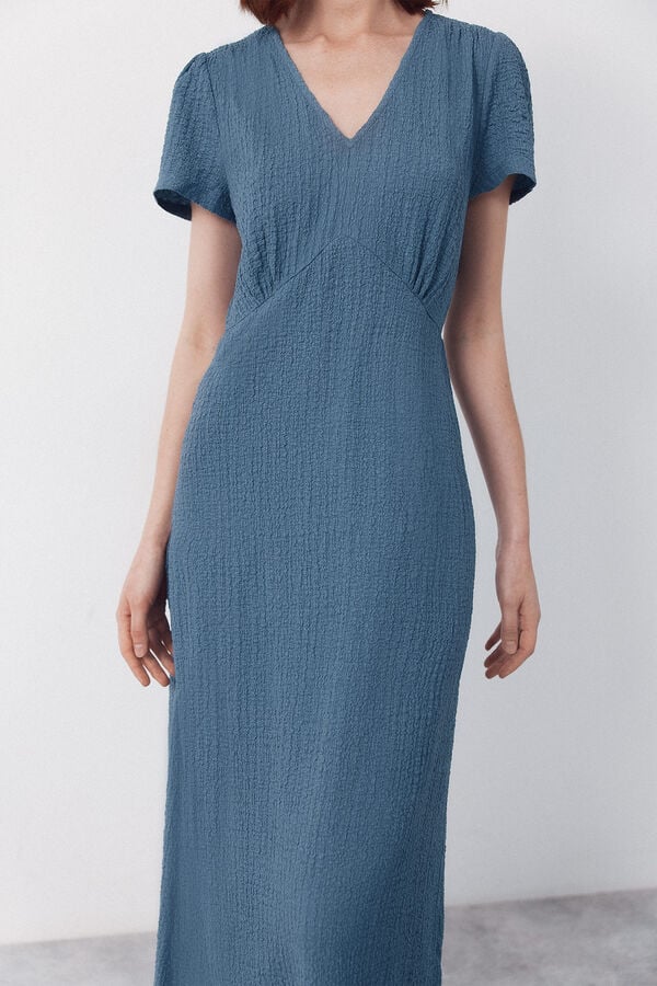 Cortefiel Vestido estruturado estampado Azul