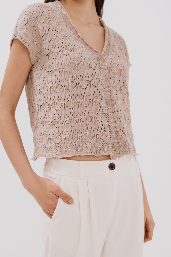 Cortefiel Casaco de malha vazada Verde