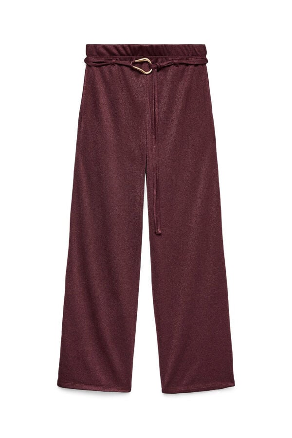 Vero Moda Pantal&oacute;n largo de punto detalle hebilla Morado