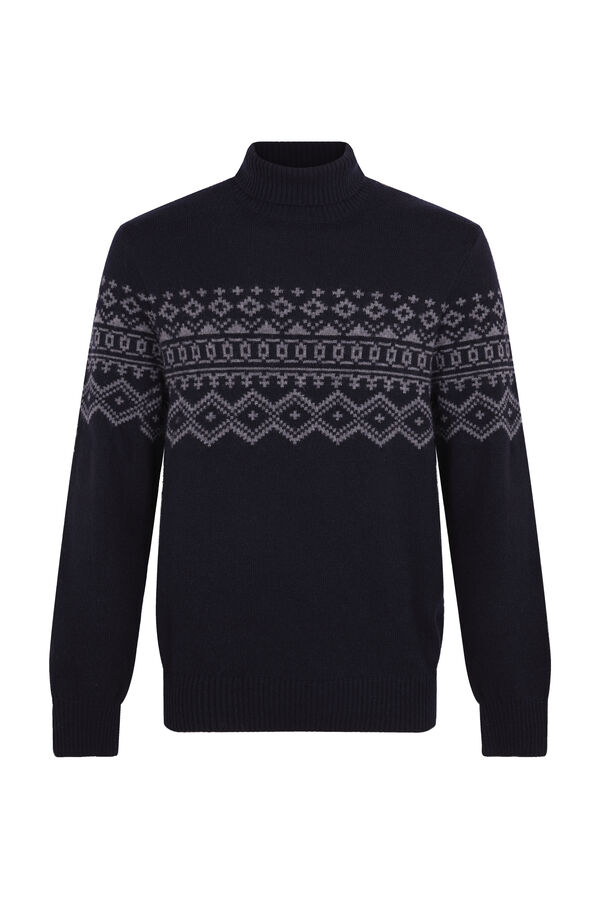 Cortefiel Jersey navidad lana cuello alto Azul marino