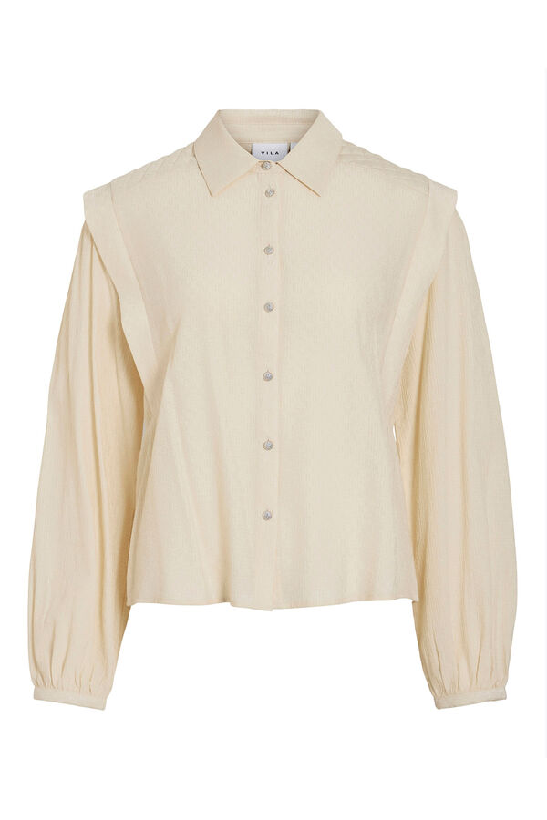 Vila Blusa de viscosa con detalles l&uacute;rex Beige