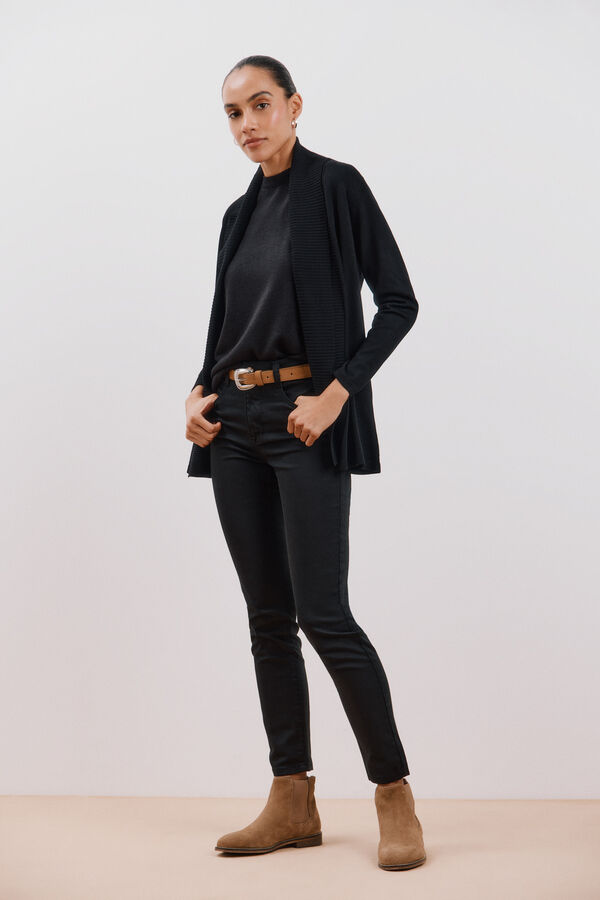 Cortefiel Chaqueta cuello chal Negro