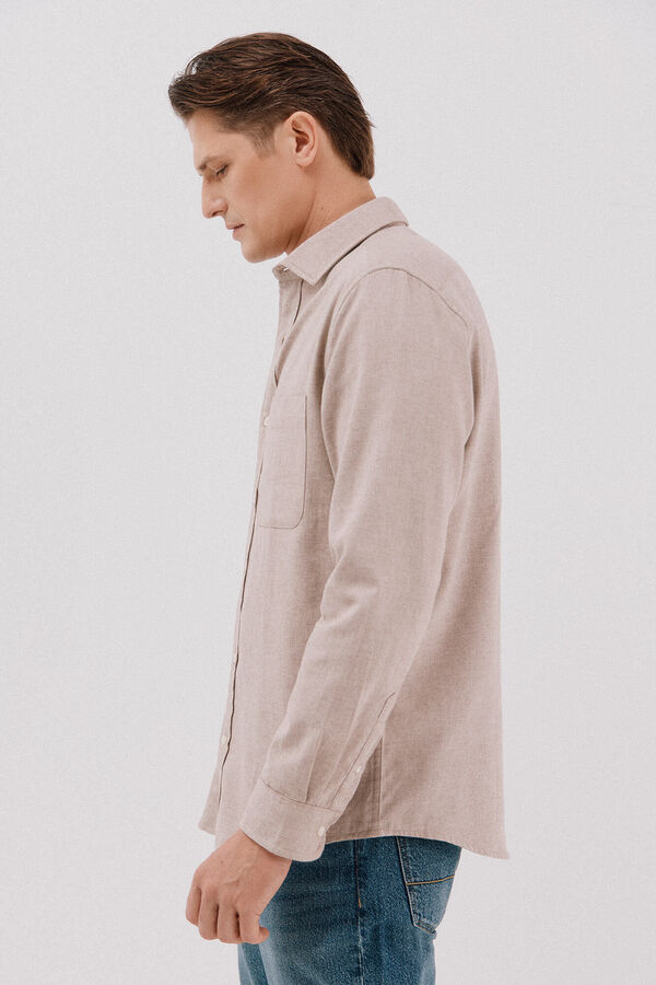 Cortefiel Camisa franela espiga Beige