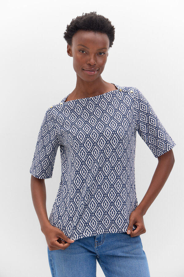 Cortefiel Camisola b&aacute;sica com bot&otilde;es dourados Azul