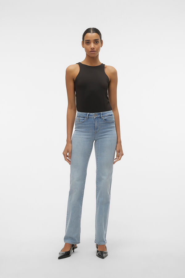 Vero Moda Jeans rectos tiro alto Azul