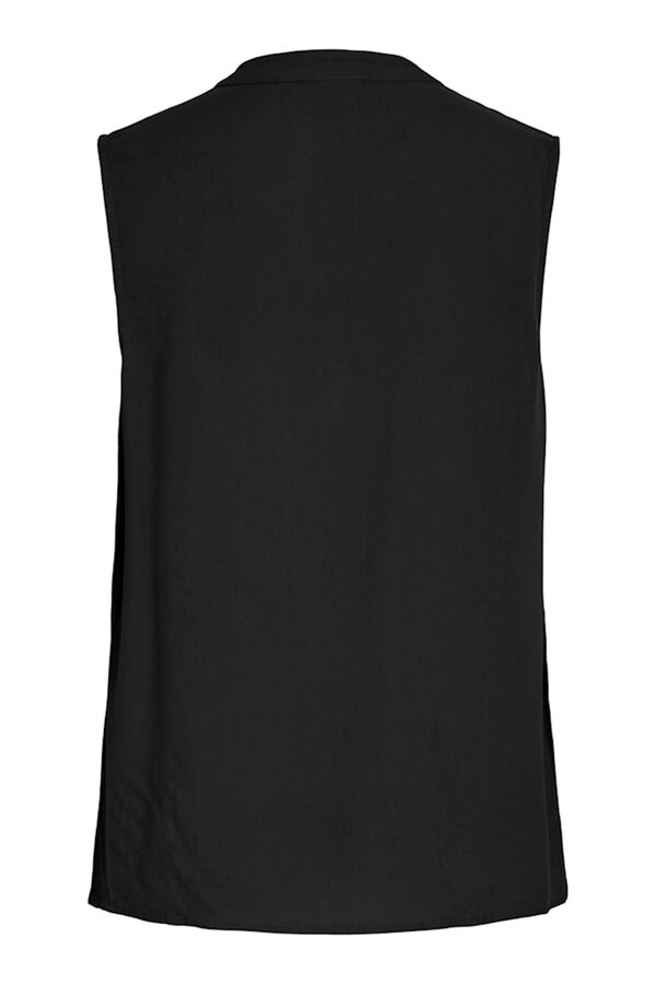 Vila Blusa de viscose mangas com gola mao Preto