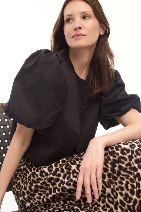 Vila top com manga balão 2/4 Preto