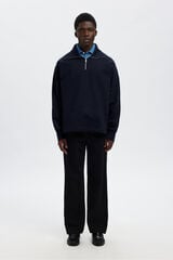 Selected Sweatshirt 100% algod&atilde;o org&acirc;nico com meia fecho-&eacute;clair  Azul