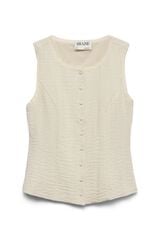 Vero Moda Top manga sisa abotonado Beige