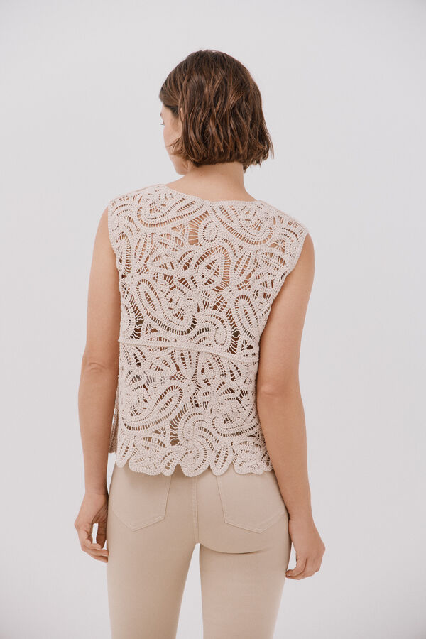 Cortefiel Colete de crochet Ecru
