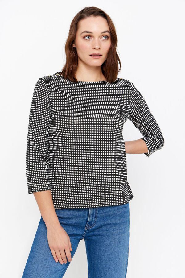 Cortefiel T-shirt b&aacute;sica bot&otilde;es Impress&atilde;o