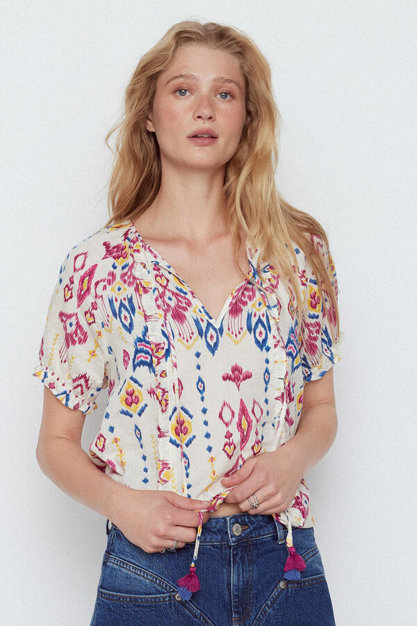 Slowlove Blusa estampada Estampado blanco