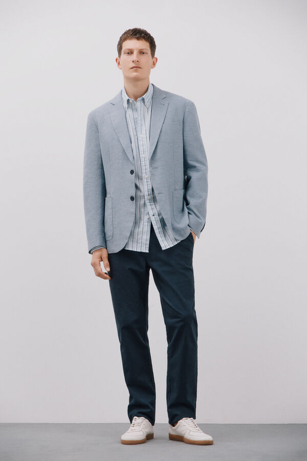 Cortefiel Blazer de linho Azul