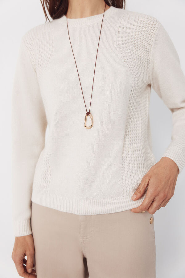 Cortefiel Jersey punto combinado Beige