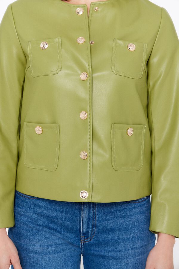 Cortefiel Chaqueta de efecto piel Verde