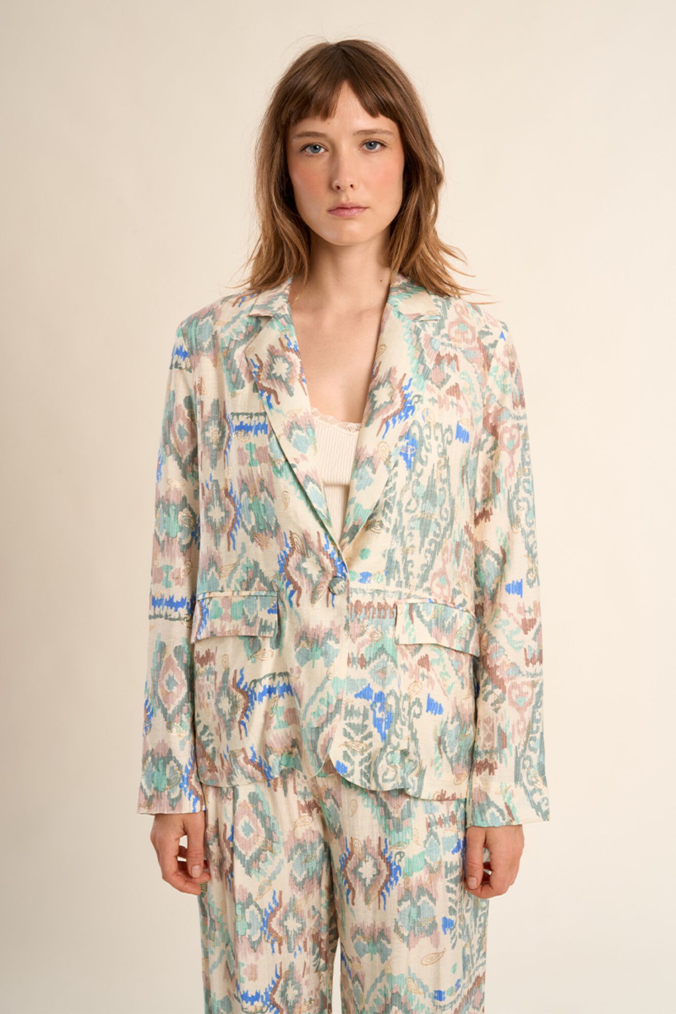 Molly Bracken Blazer de mujer de manga larga con estampado