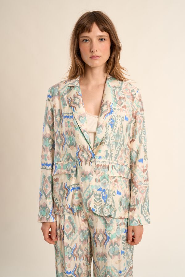 Molly Bracken Blazer de mujer de manga larga con estampado Kaki