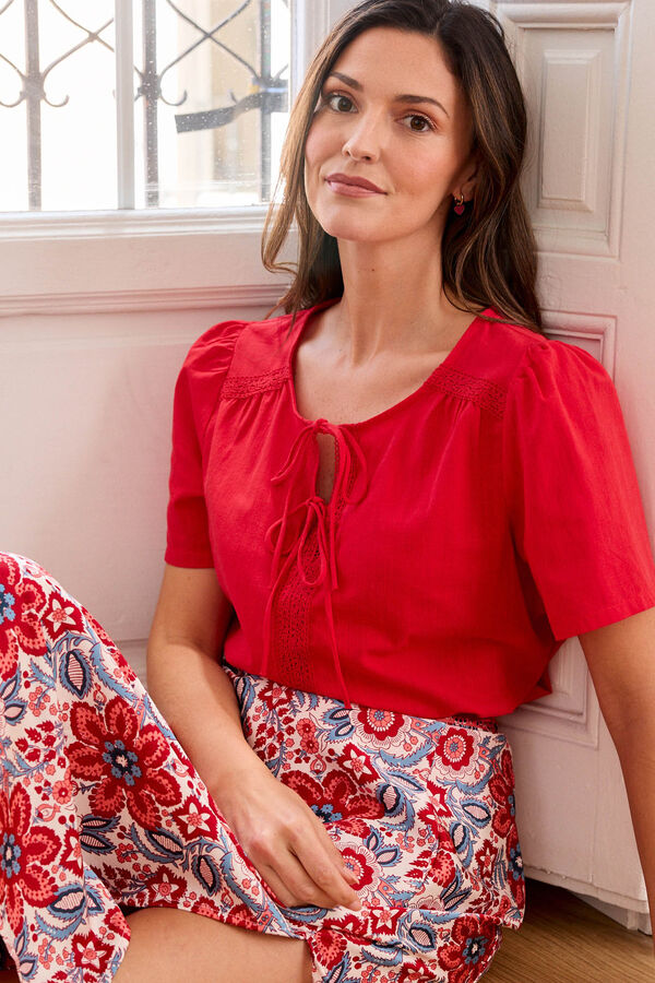 Pol&iacute;n Et Moi Blusa con lazada Fiama Rojo