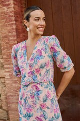 Pol&iacute;n Et Moi Vestido comprido manga francesa Subiu