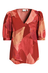 Vila Blusa manga 2/4 com viscose Vermelho