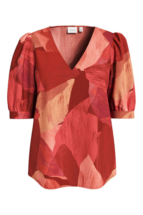 Vila Blusa manga 2/4 com viscose Vermelho