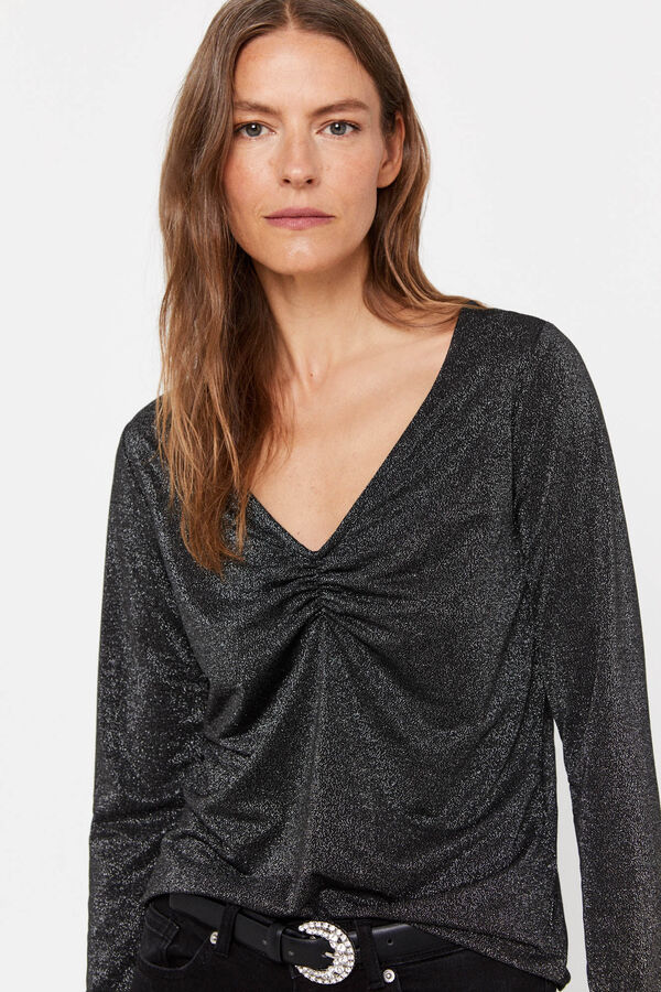 Cortefiel Camiseta lurex Negro