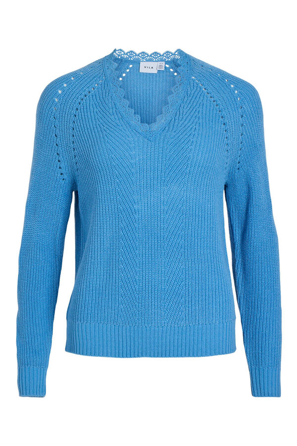 Vila Jersey de punto con encaje Turquesa